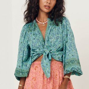 **NWT** SPELL Sundown Blouse - Turquoise